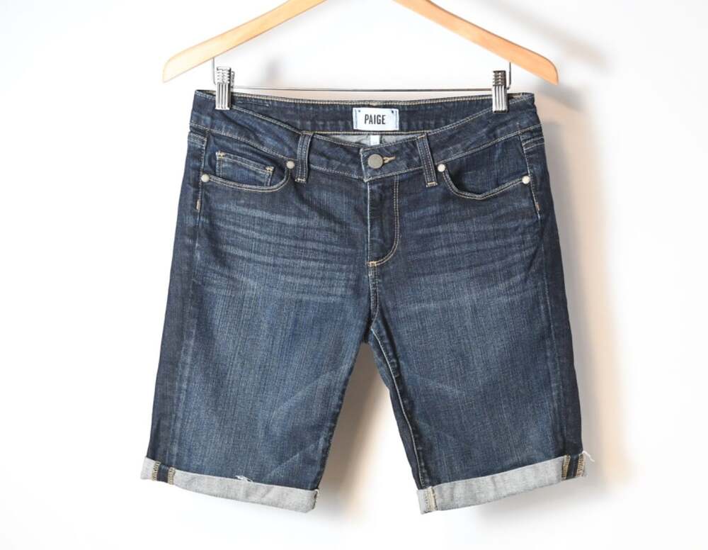 Paige Women's Short With Cuff Navy Dark Wash Size 28